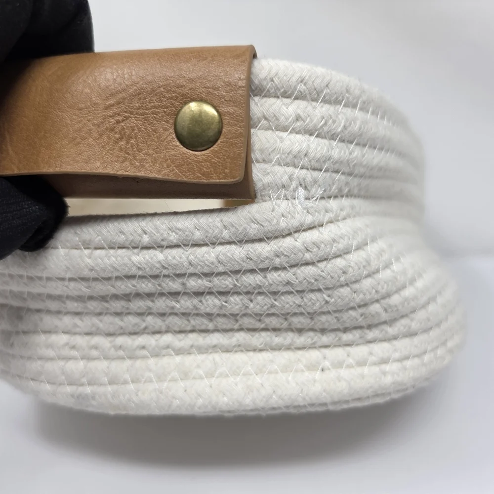 Basket Rope White Brown Handles 10 x 4 Approx